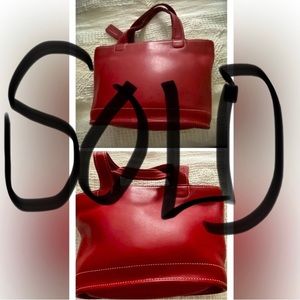 Authentic-COACH Vintage Red Leather Bucket Bag
